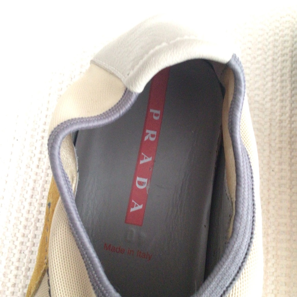 Prada Men or Women Beige and Mustard Slip-Ons. RUC - Picture 6 of 9